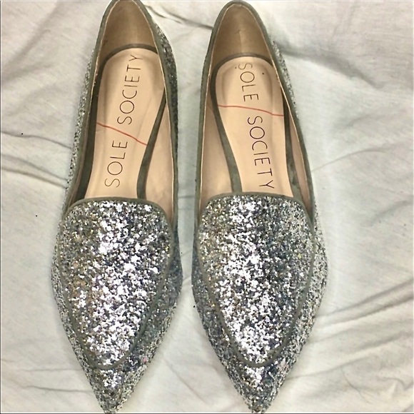 Cammila Silver "HiFive Glitter" Flats - Picture 1 of 8